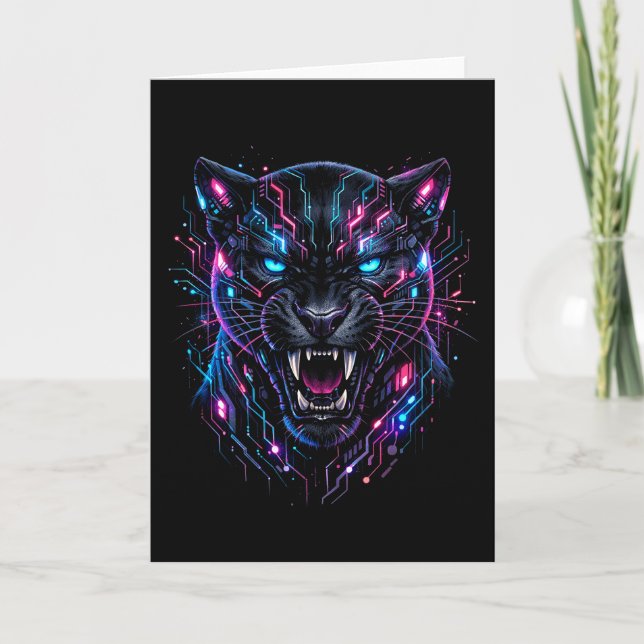 Cyber Panther Feiertagskarte (Vorderseite)