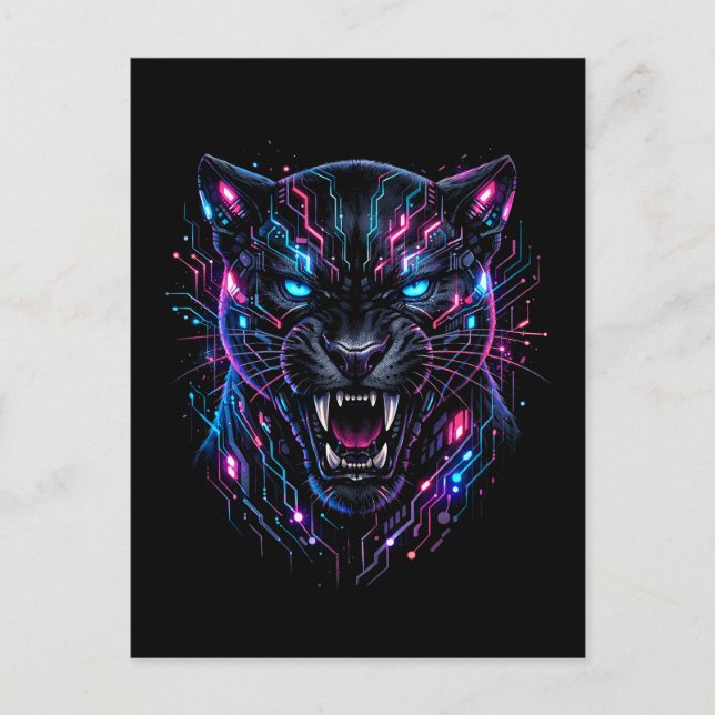 Cyber Panther Postkarte (Vorderseite)