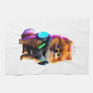 Cyber Pomeranian Explorer der Zukunft Geschirrtuch