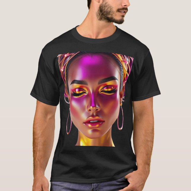 Cyber Queen Neon Glow T-Shirt (Vorderseite)