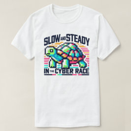 Cyber Race T - Shirt 8-Bit Neon Turtle Langsam & S