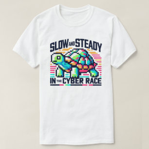 Cyber Race T - Shirt 8-Bit Neon Turtle Langsam & S
