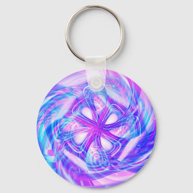 Cyber-Rosa und Blau Schlüsselanhänger (Vorderseite)