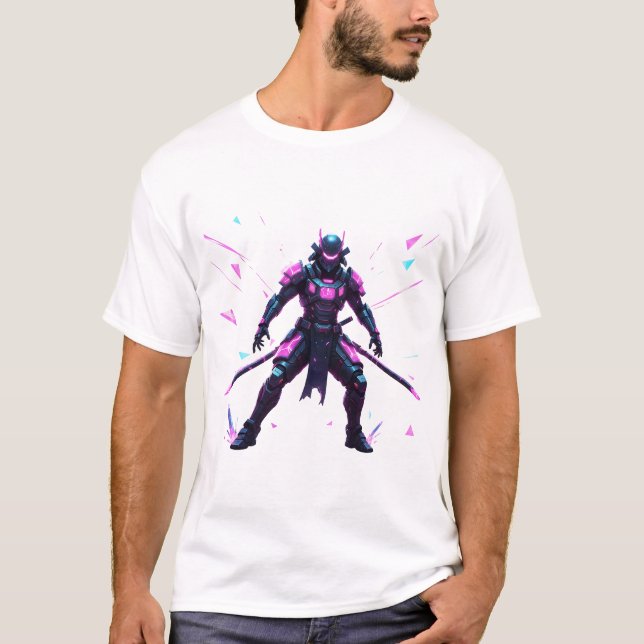 Cyber-Samurai Aurora Warrior T-Shirt (Vorderseite)