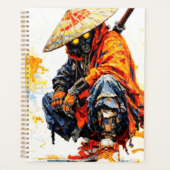 Cyber Samurai Palettenmesser Neonorange Impasto Planer (Vorderseite)