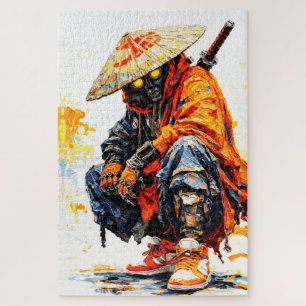 Cyber Samurai Palettenmesser Neonorange Impasto Puzzle