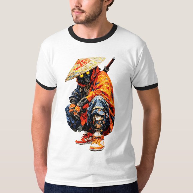 Cyber Samurai Palettenmesser Orange T-Shirt (Vorderseite)