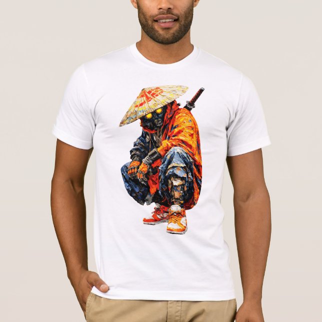 Cyber Samurai Palettenmesser Orange T-Shirt (Vorderseite)