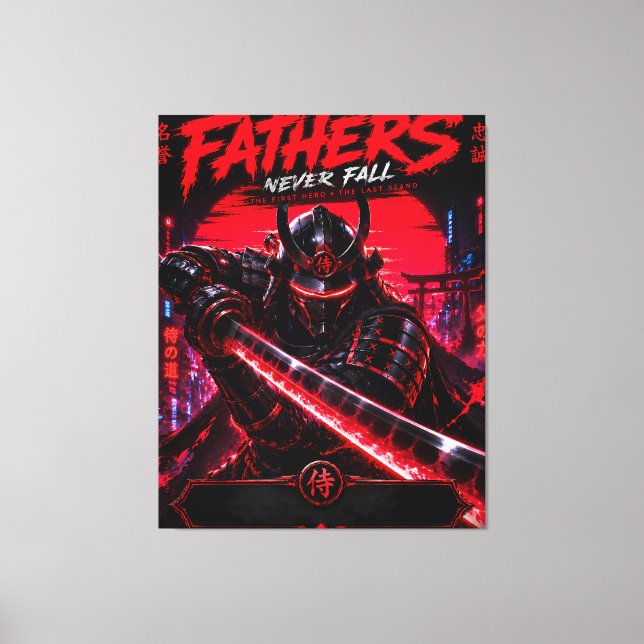 Cyber Samurai Vater Leinwand Kunst (Vorderseite)