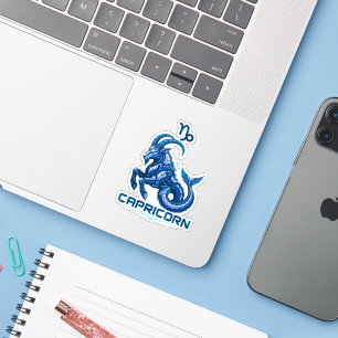 Cyber Sea Goat Futuristische Blaue Mech-Kunst Aufkleber