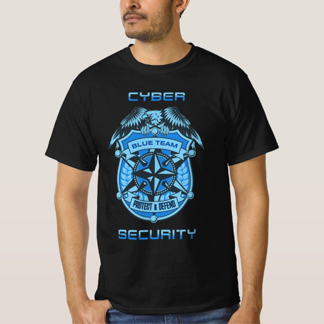 Cyber Security Blue Team Protect & Defend Eagle T-Shirt (Vorderseite)