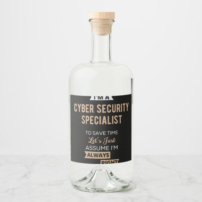 Cyber Security Specialist Alkoholflaschenetikett (Vorderseite)