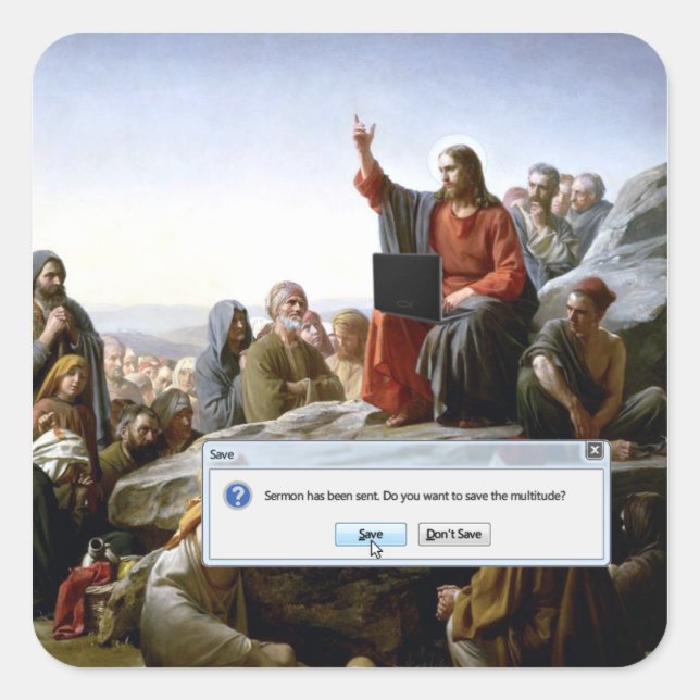 Cyber Sermon Funny Quadratischer Aufkleber (Vorderseite)