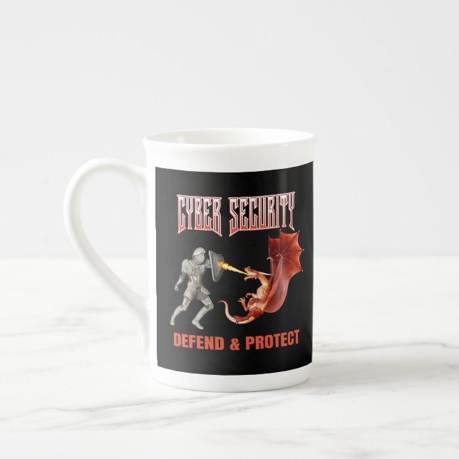 Cyber-Sicherheits-Ritter-Drachen-Verteidigung Prozellantasse (Links)