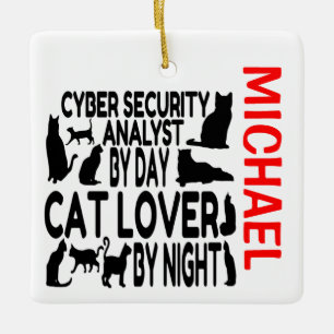 Cyber-Sicherheitsanalyst-Lieben Cats CUSTOM Keramikornament