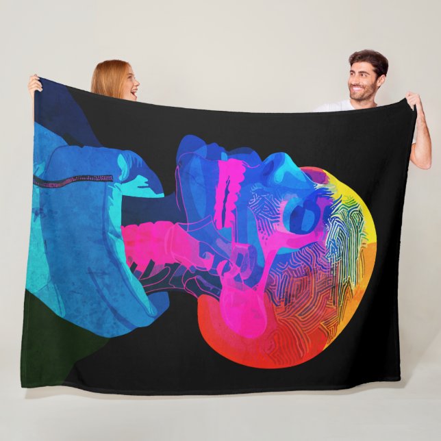 Cyber Skull - Futuristische Anatomie Kunst Fleecedecke (Beispiel)