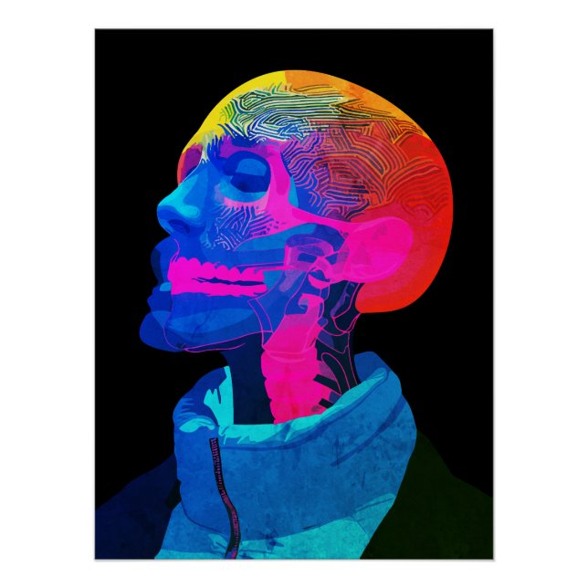 Cyber Skull - Futuristische Anatomie Kunst Poster (Vorderseite)