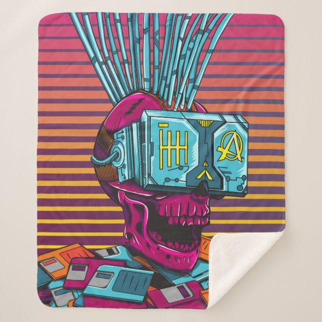 Cyber Skull Virtual Reality Cyberpunk-Diskette  Sherpadecke (Vorderseite)