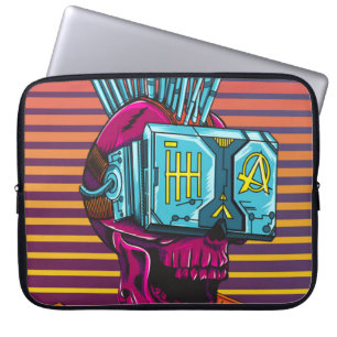 Cyber Skull Virtuelle Realität Cyberpunk Diskette Laptopschutzhülle