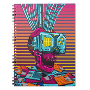 Cyber Skull Virtuelle Realität Cyberpunk Diskette Notizblock