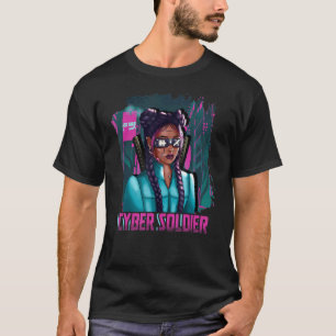Cyber Soldier Girl Gamer Katana Samurai Ninja Japa T-Shirt