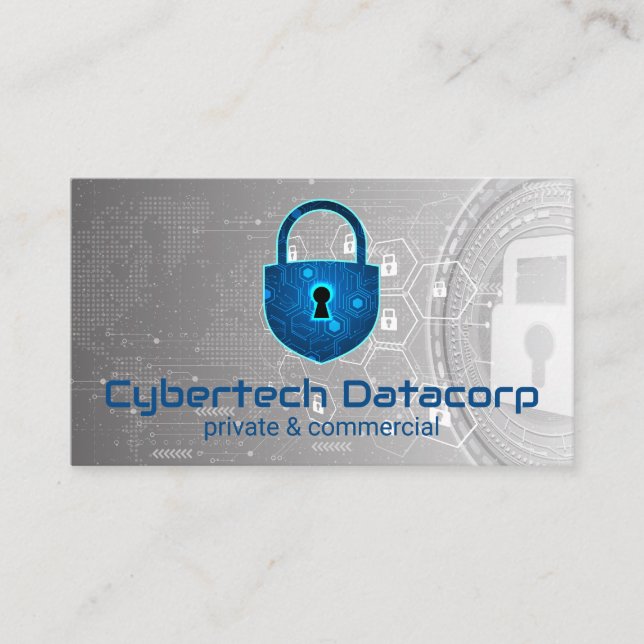 Cyber-Tech-Schloss-Logo | Sicherheit Visitenkarte (Vorderseite)