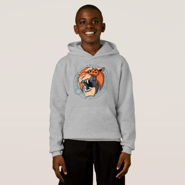 Cyber Tiger | Kinder Hoodie (Vorne ganz)