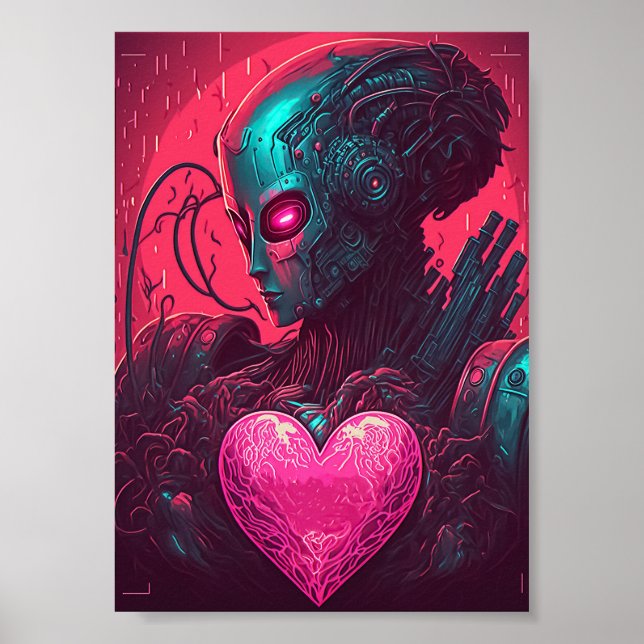 "Cyber Valentine" Design der Cybernetischen Frau Poster