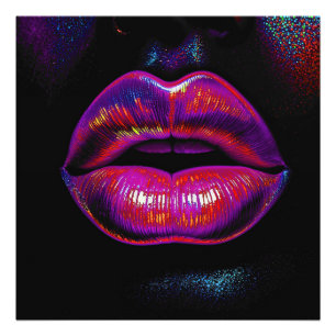 Cyber Venus Lips - Farbenfrohe Lippen Portrait Fotodruck