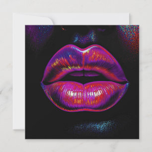 Cyber Venus Lips - Farbenfrohe Lippen Portrait Karte