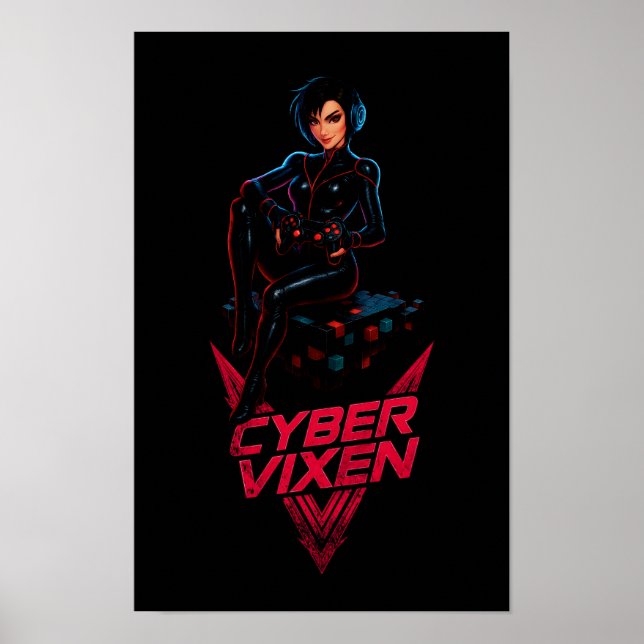 Cyber Vixen Gamer Girl Gaming Graphic - Video Game Poster (Vorne)