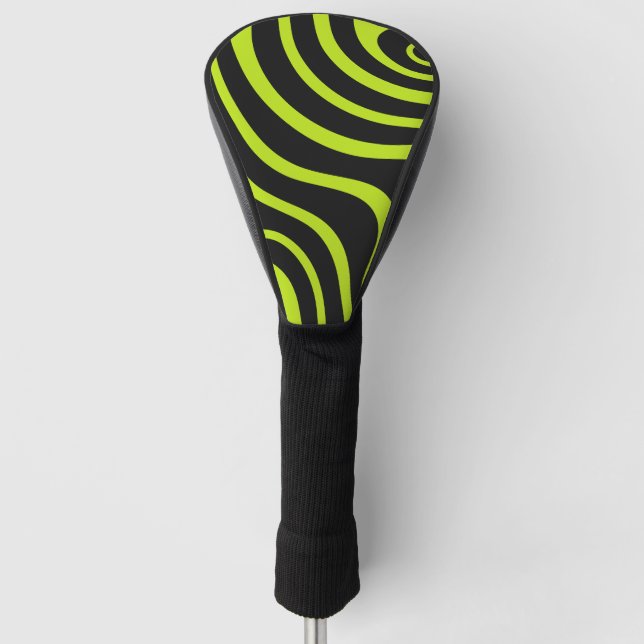 Cyber Volt Psychedelic Wavy Electric Lime Golf Headcover (Vorderseite)