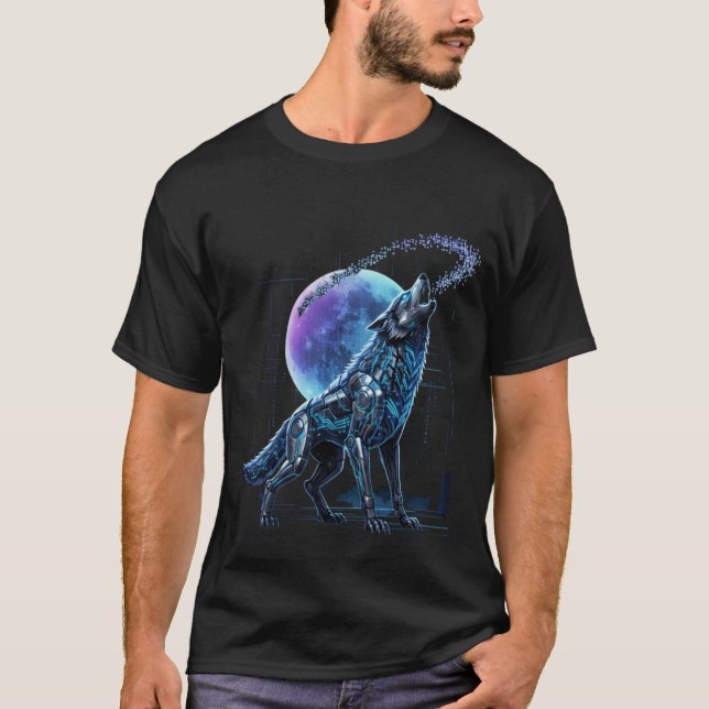 Cyber-Wolf-Heulen T-Shirt (Vorderseite)