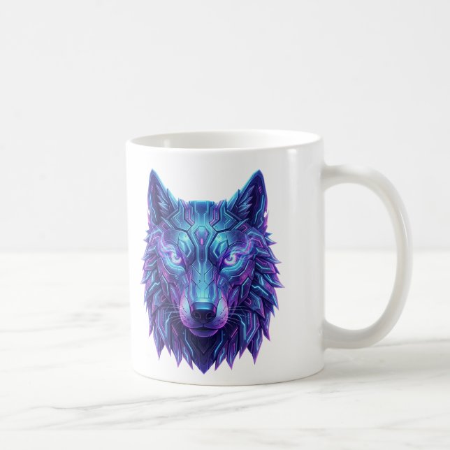 Cyber Wolf Spirit Guardian of Intuition Kaffeetasse (Rechts)