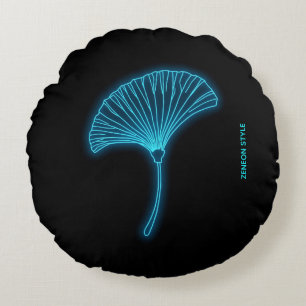 Cyber-Zen-Neon-Ginkgo-Kissen - Personalisiertes Gr Rundes Kissen