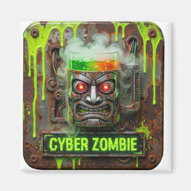 Cyber Zombie Absinthe Tiki Tasse Magnet (Vorne)