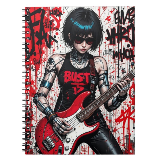 CyberBass Rebellion Spiralheft Notizblock (Vorderseite)