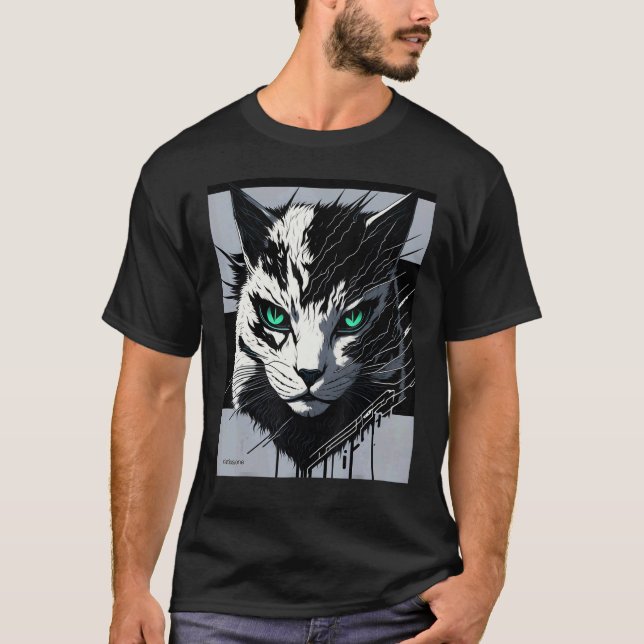Cyberdigital-Katze Ver 1 T-Shirt (Vorderseite)