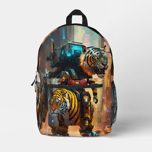 Cyberflash: Tiger Tech Ride Print Cut Sew Backpack Bedruckter Rucksack (Vorderseite)