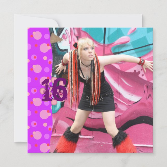 Cybergoth Pink Polka Dot Sweet 16 Birthday Invites Einladung (Vorderseite)