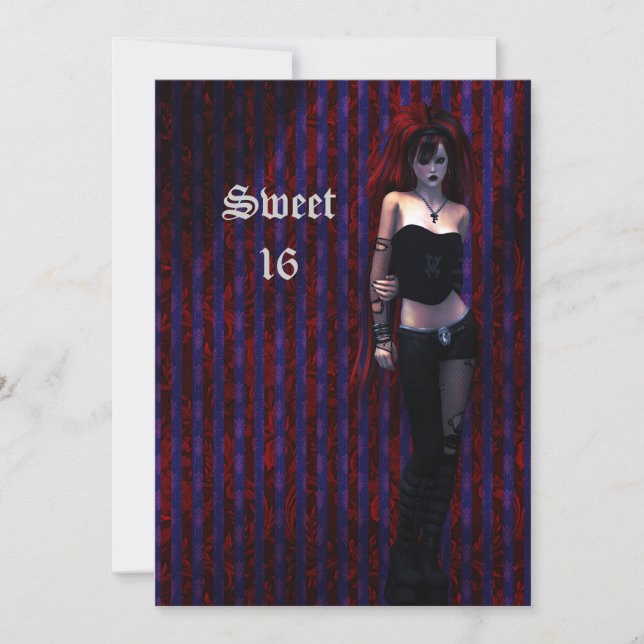 Cybergoth Vampire Sweet 16 Birthday Einladung (Vorderseite)