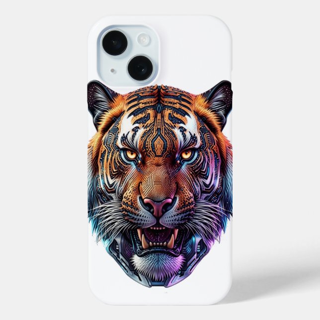 Cybernetic Bio-Mechanical Tiger Portrait Case-Mate iPhone Hülle (Rückseite)