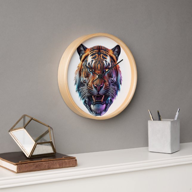 Cybernetic Bio-Mechanical Tiger Portrait Uhr (Büro)