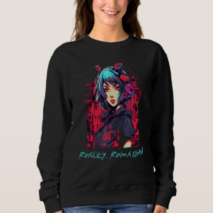 Cybernetic Chronicles Sci-Fi Robot Girl Quest Sweatshirt