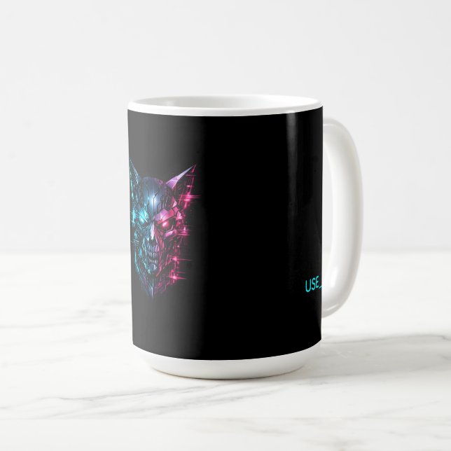 Cybernetic Glitch Schädel Gaming Tasse - SYSTEM_GM (VorderseiteRechts)