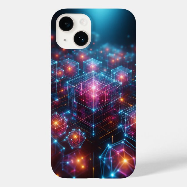 Cybernetic Neon Crystal Matrix Phone Case Glowing (Rückseite)