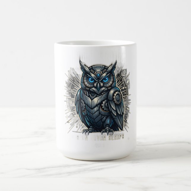 Cybernetic Owl Vision T-Shirt Kaffeetasse (Mittel)