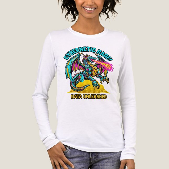 Cybernetic Rage Data Unleashed Mecha-Drache Graphi Tri-Blend Shirt (Vorderseite)