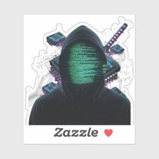 Cybernetic Tech Fusion - Neon Katana & CPU Circuit Aufkleber