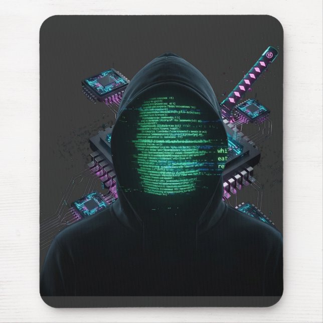 Cybernetic Tech Fusion - Neon Katana & CPU Circuit Mousepad (Vorne)